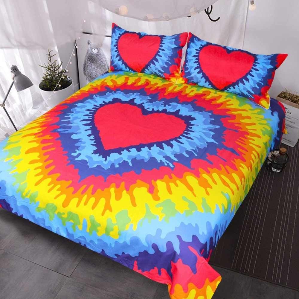 Heart Hippie Tie Dye Abstract Duvet Cover Bedding Set