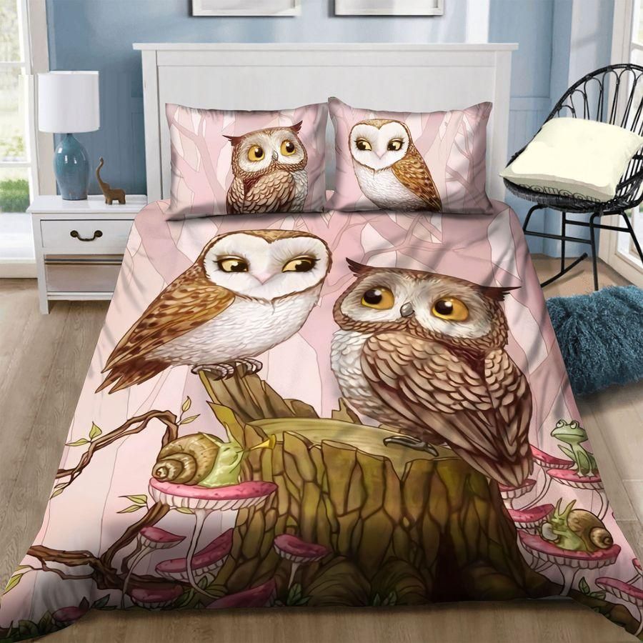 Owl Pink Love Duvet Cover Bedding Set