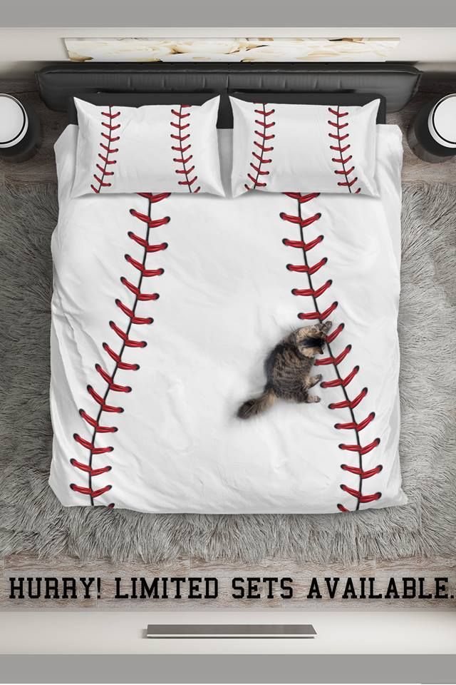Baseball Simple White Duvet Cover Bedding Set