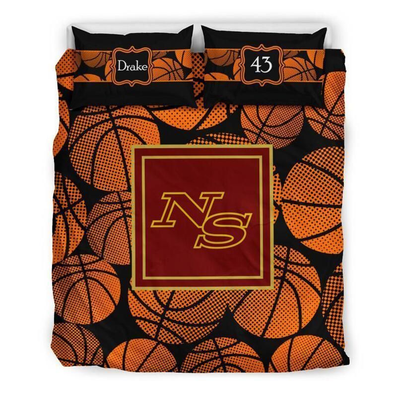 Personalized Basketball Ball Theme Custom Duvet Cover Bedding Set With Your Name And Number