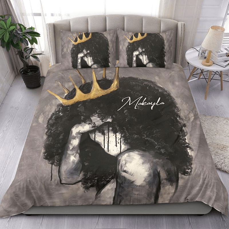 Personalized Black Queen Art Custom Name Duvet Cover Bedding Set