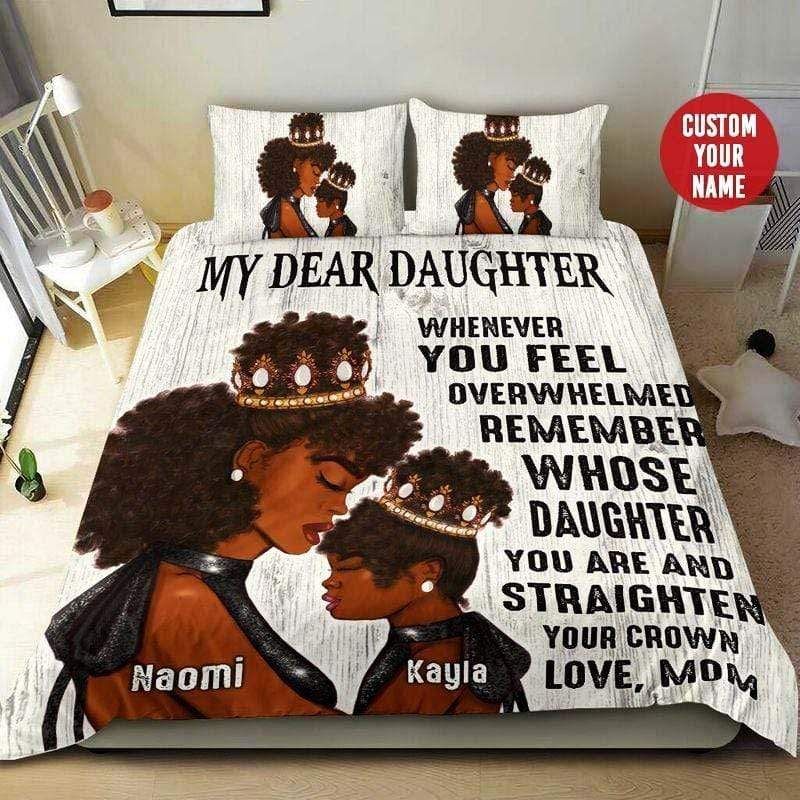 Personalized My Dear Black Daughter, I Love You Mom Custom Name Duvet Cover Bedding Set