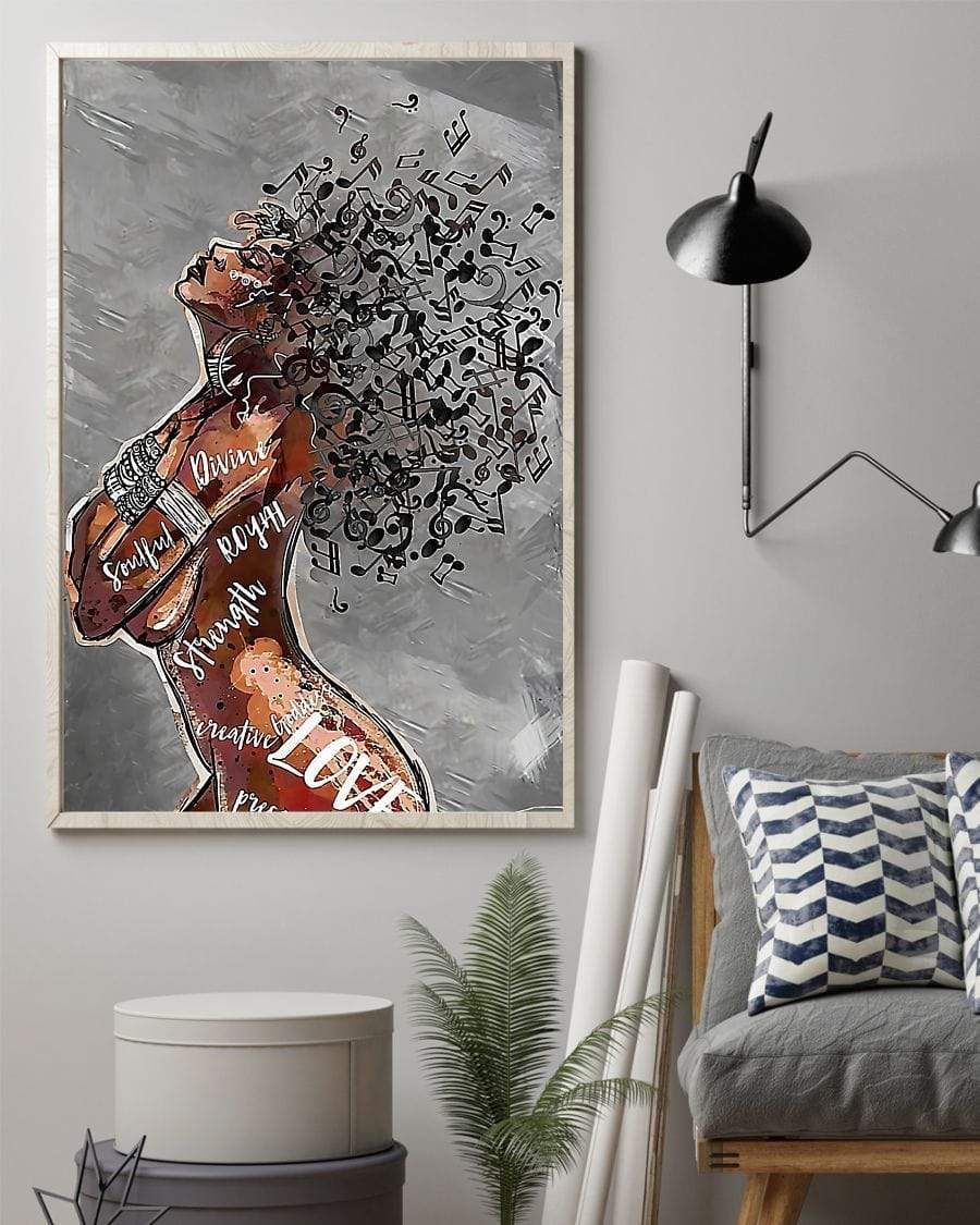 Sexy Music Black Woman Canvas Wall Art PAN