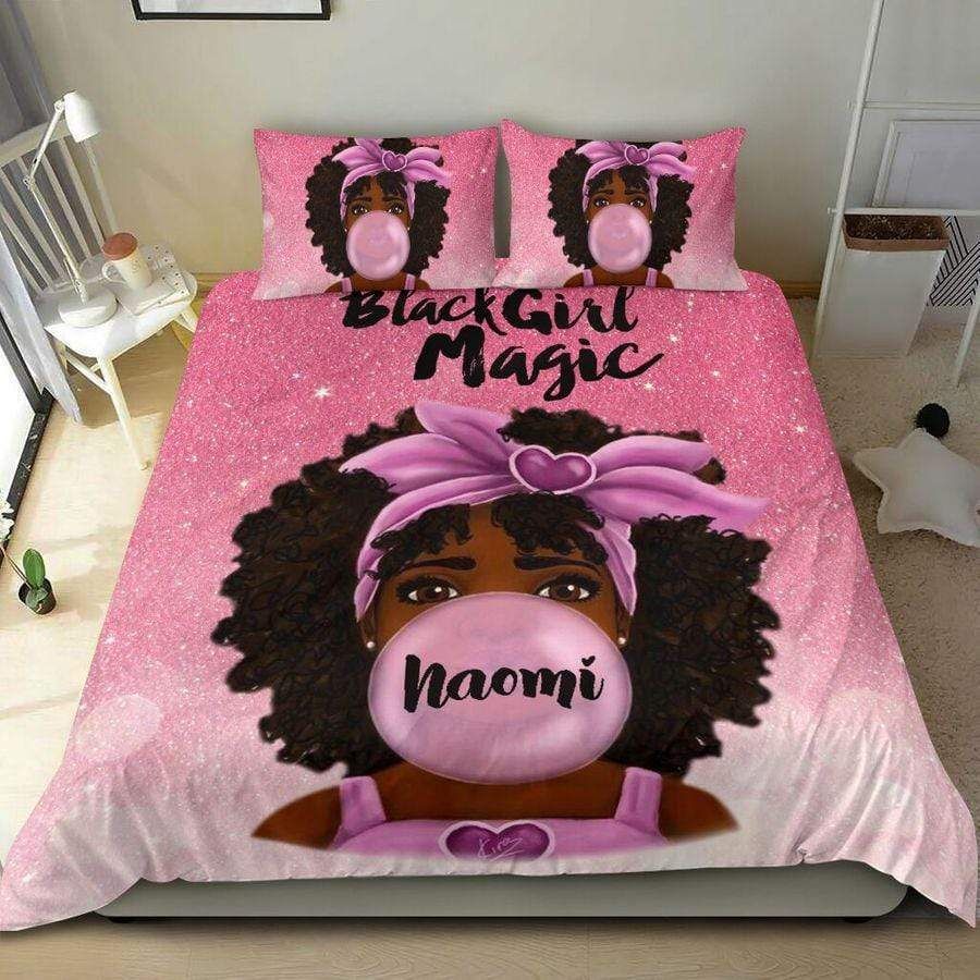 Personalized Black Baby Girl Magic Bling Bedding Set With Custom Name