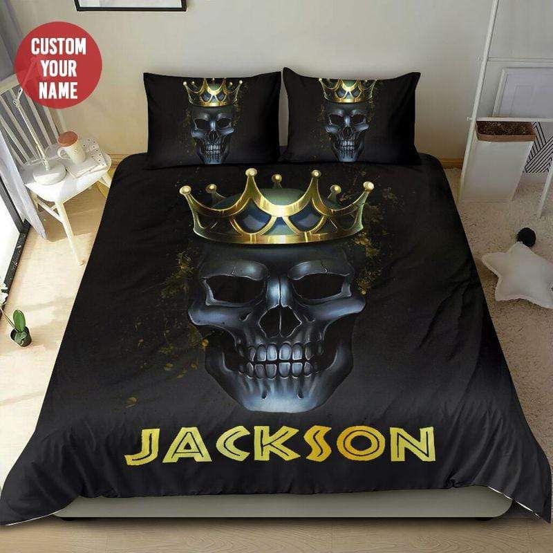 Personalized King Skull Custom Name Duvet Cover Bedding Set