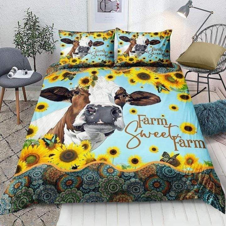 Farm Sweet Farm Sunflower Blue Sky Duvet Cover Bedding Set