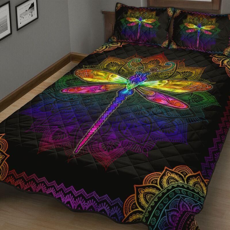 Dragonfly Colorful Bohemian Quilt Set