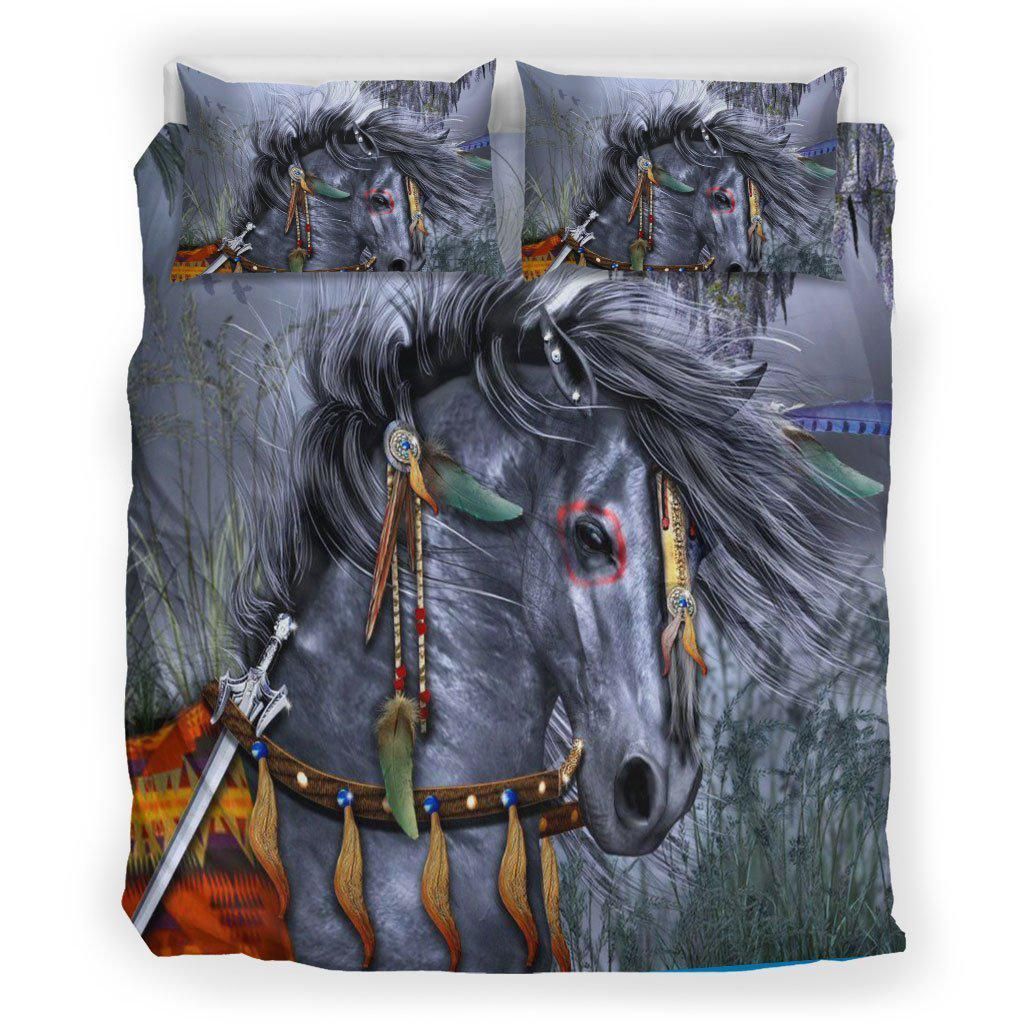 Gray Native Horse Bedding Set