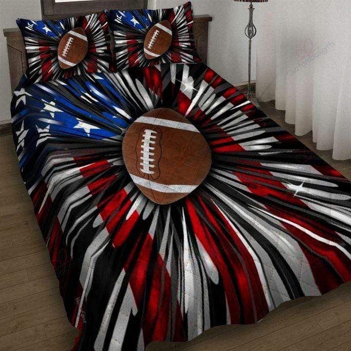 American Football Firework Flag Quilt Set