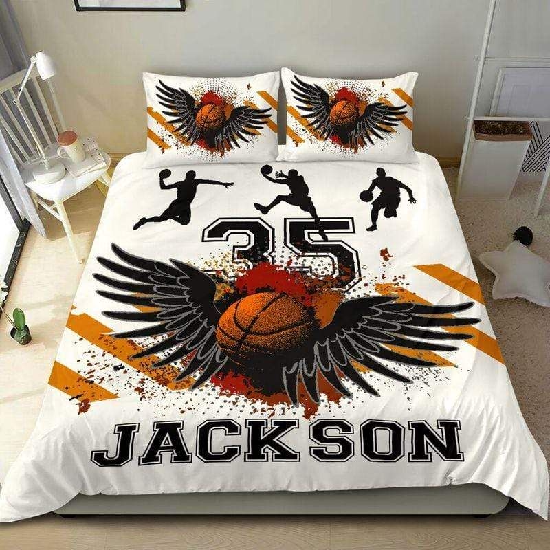Personalized Victory Basketball Wings Custom Name Duvet Cover Bedding Set