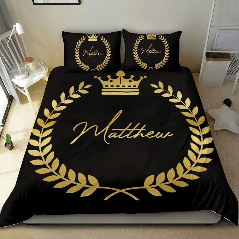 Personalized African American Crown King Custom Name Duvet Cover Bedding Set PANBED0025