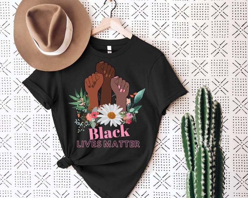 Black Lives Matter Flower Hand Shirt