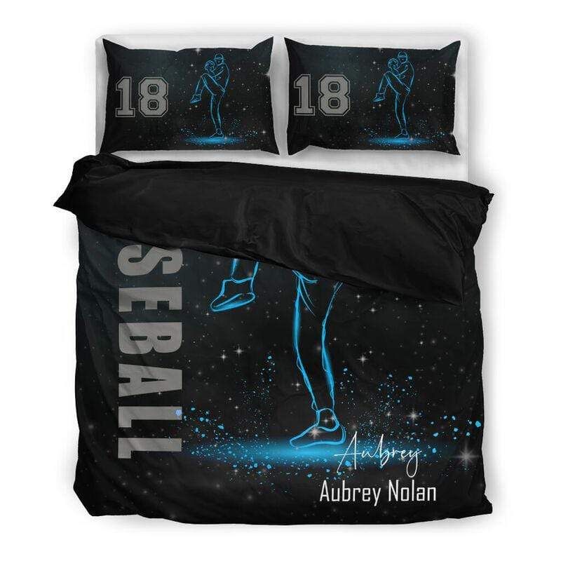Personalized Baseball Light Custom Duvet Cover Bedding Set With Your Name