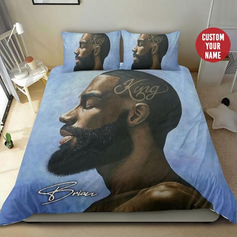 Personalized King Black Men Custom Name Duvet Cover Bedding Set