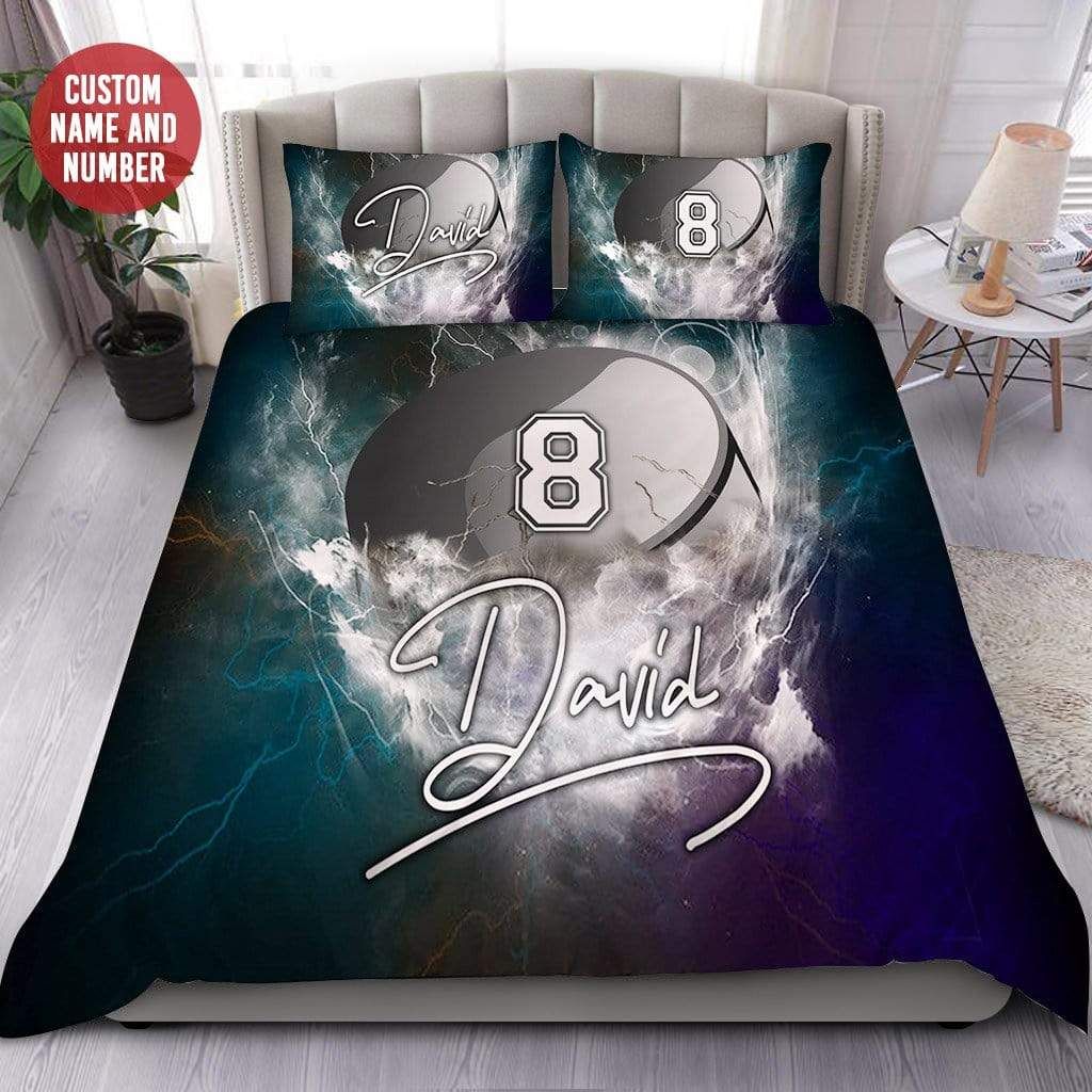 Personalized Thunder Hockey Custom Duvet Cover Bedding Set With Your Name