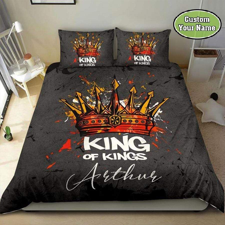 Personalized King Of Kings Crown Duvet Cover Bedding Set With Your Name
