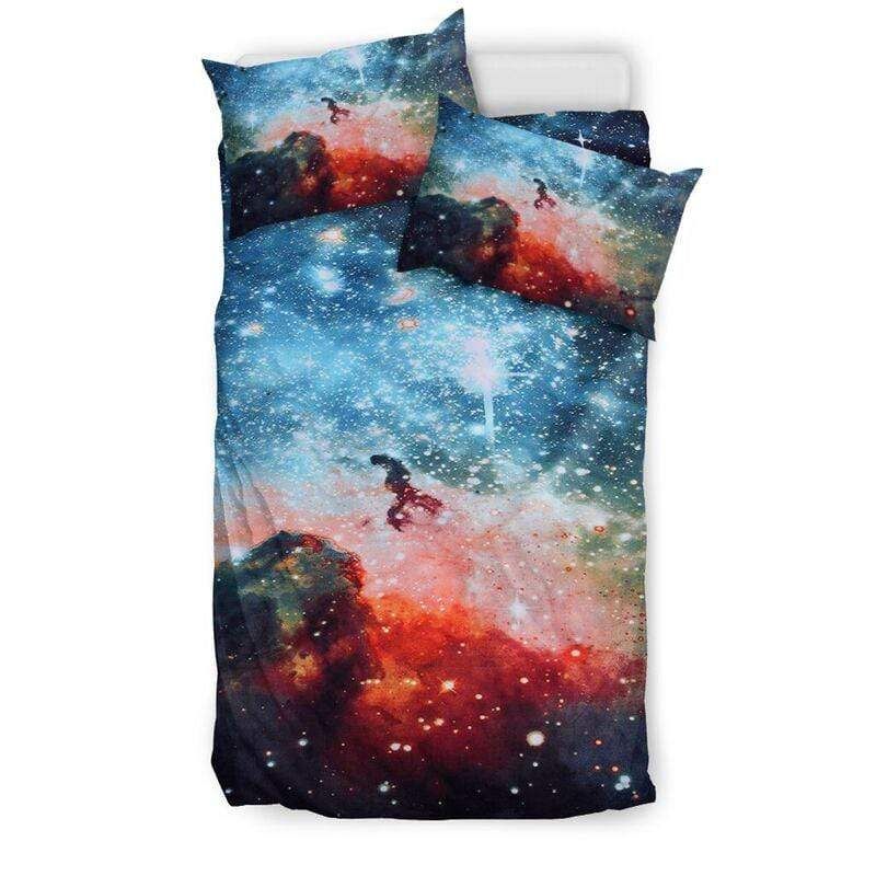 Galaxies Multicolor Duvet Cover Bedding Set 3D Printed Space Themed