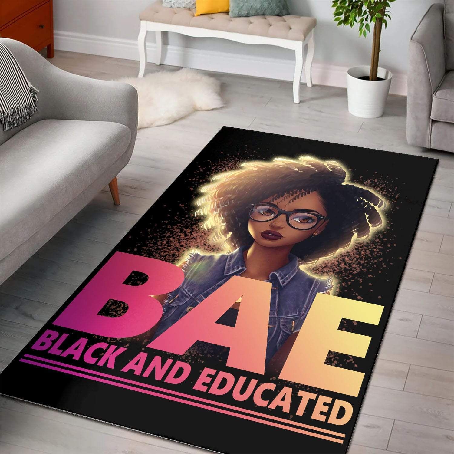 Bae Black And Educated Rectangle Rug