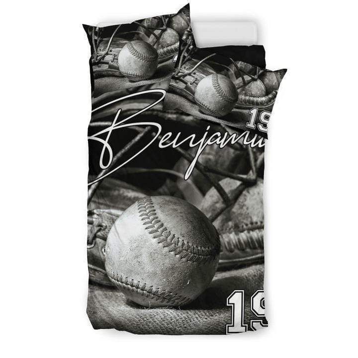 Personalized Softball Stuff Custom Duvet Cover Bedding Set With Your Name