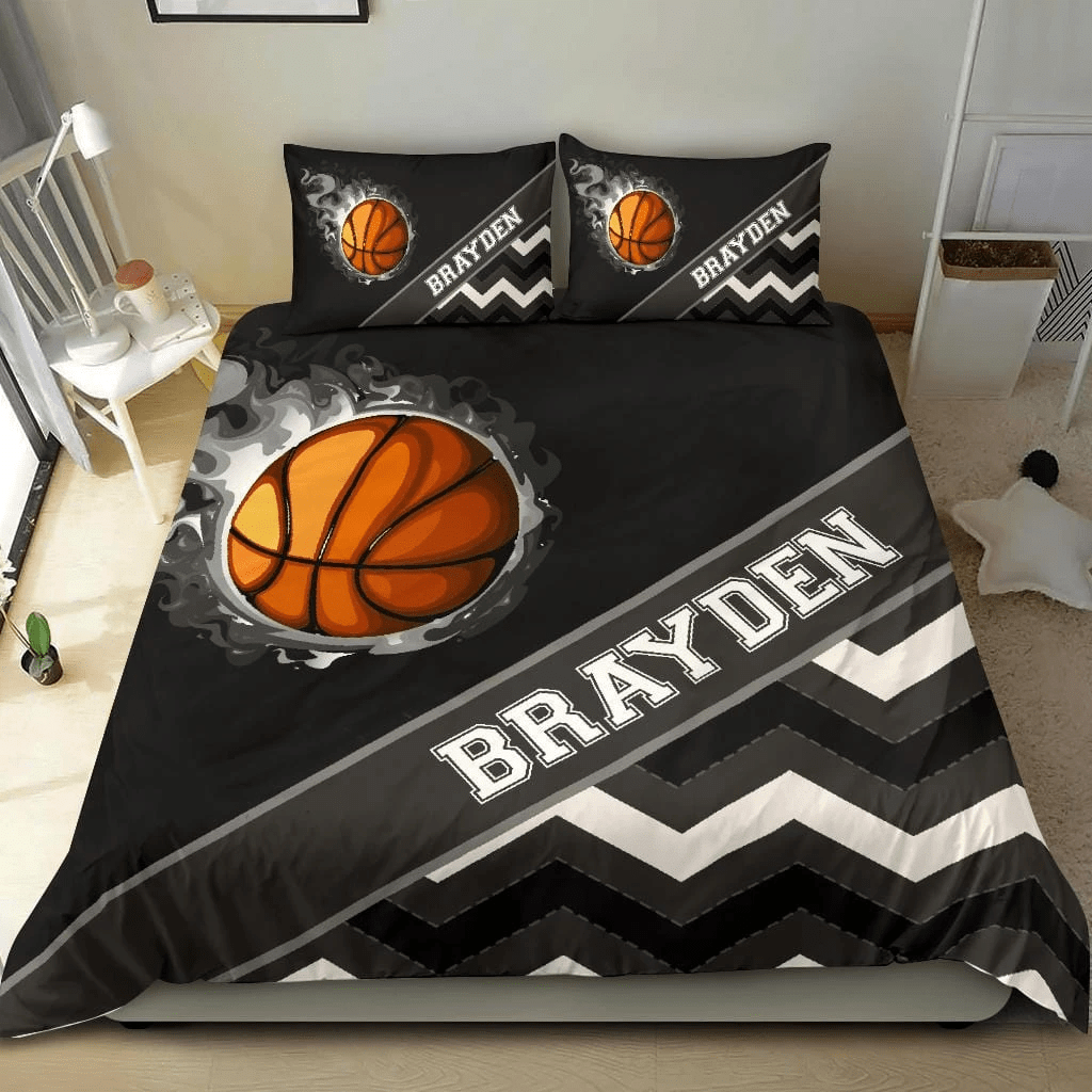 Personalized Basketball Custom Duvet Cover Bedding Set Zig Zag With Your Name