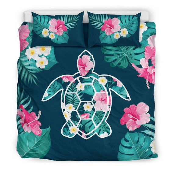 Flower Sea Turtle  Duvet Cover Bedding Set