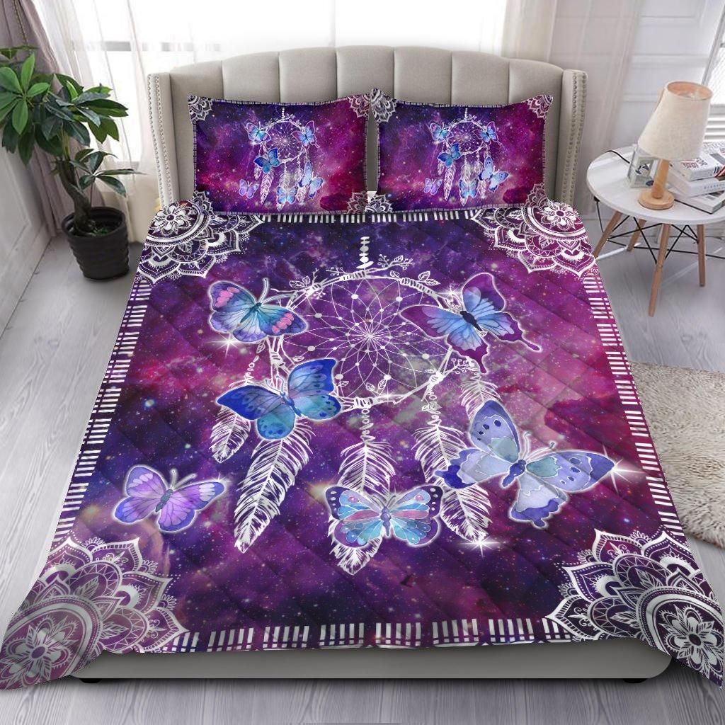 Purple Butterfly Dreamcatcher Bohemian Quilt Set PANQBS0052