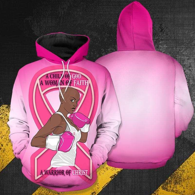 A Warrior Of Christ Breast Cancer Awareness Afro Girl Hoodie 3D All Over Print