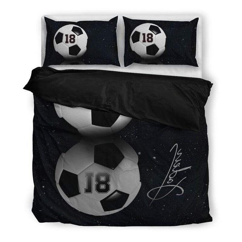 Personalized Soccer Shadow Custom Duvet Cover Bedding Set With Your Name
