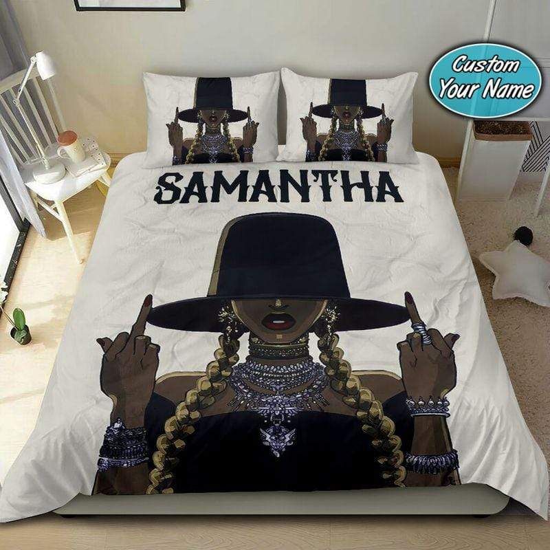Personalized Black Woman So Cool Custom Name Duvet Cover Bedding Set