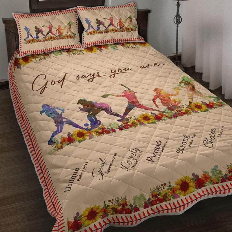 God Says You Are Softball Quilt Set