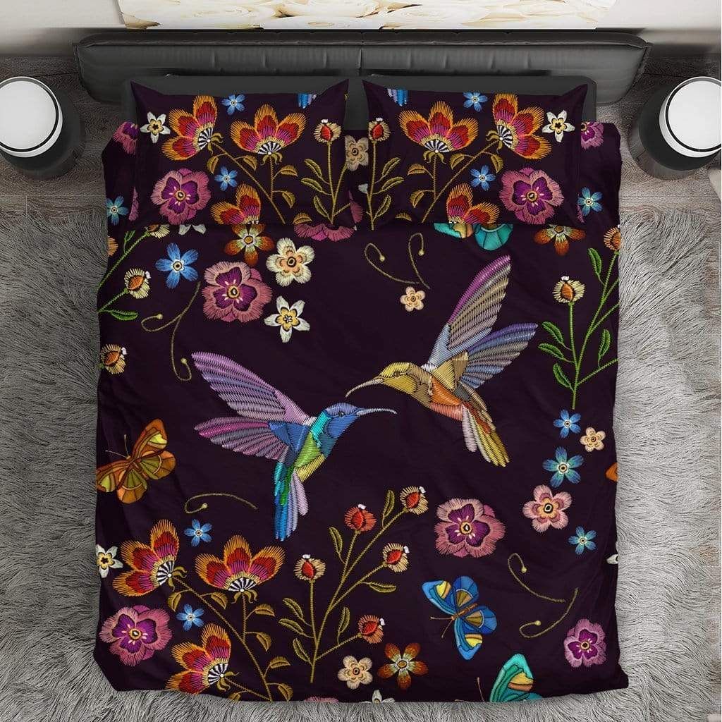 Couple Hummingbird With Flower Duvet Cover Bedding Set
