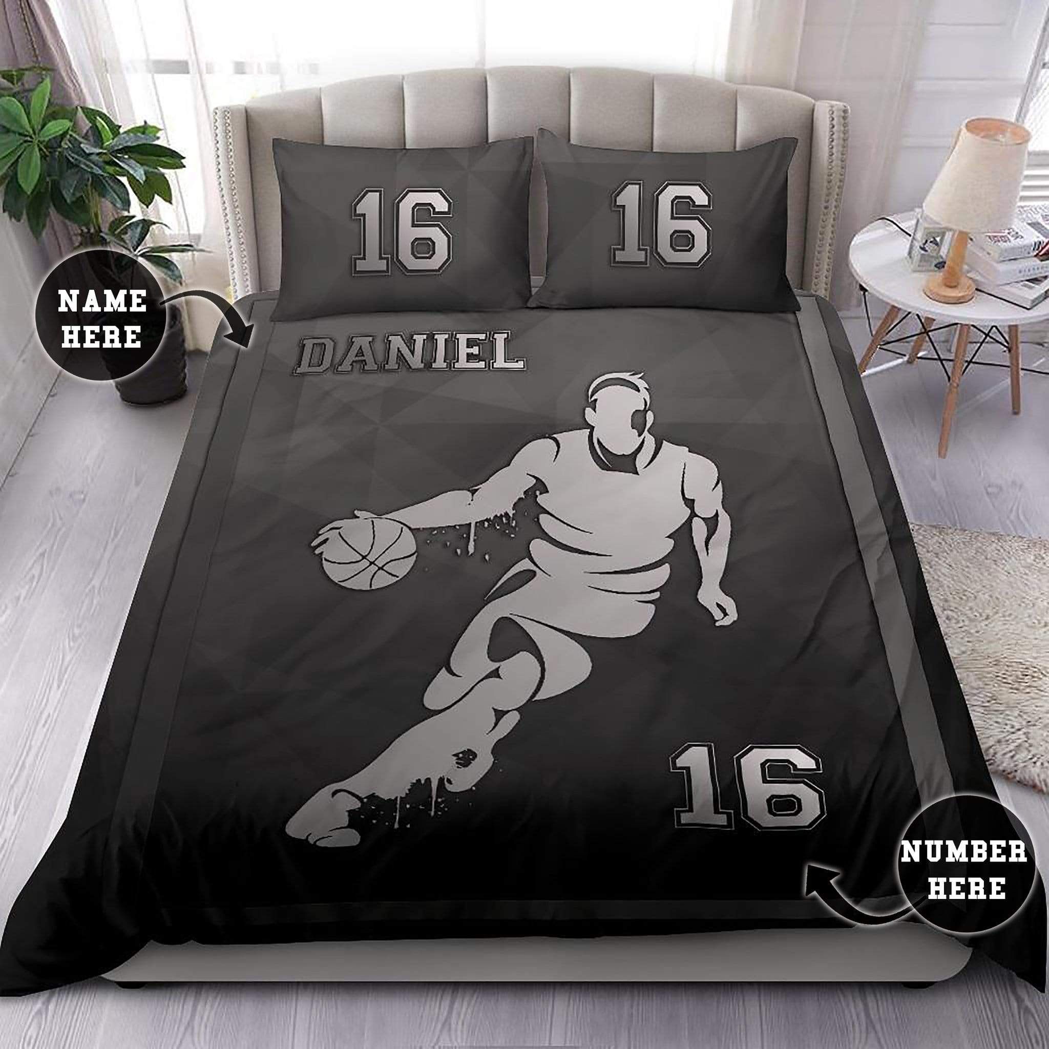 Personalized Inspire Basketball Player Steel Custom Name Duvet Cover Bedding Set