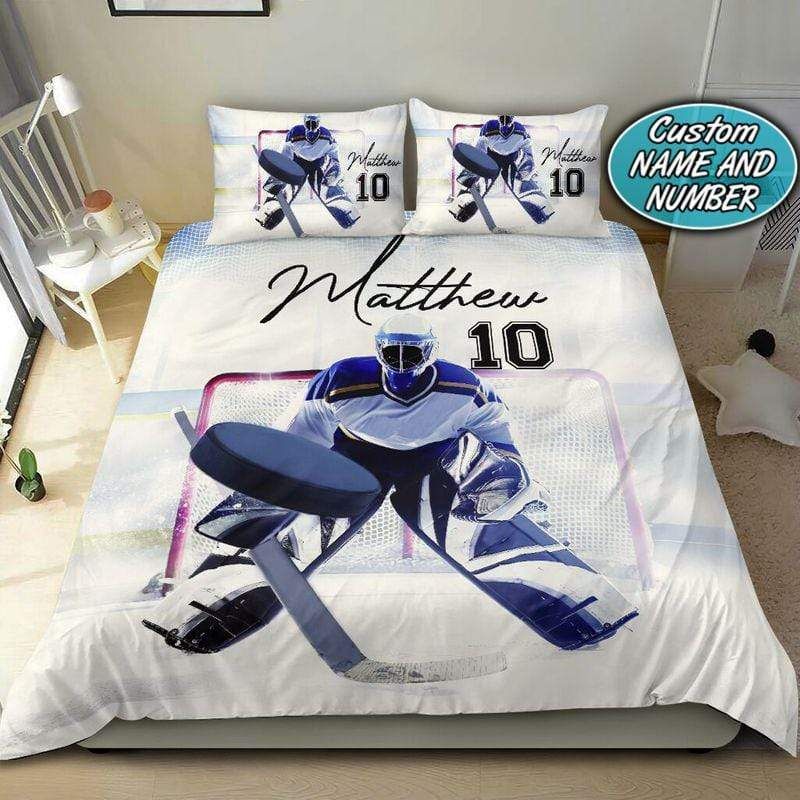 Personalized Ice Hockey Goalie Player Bedding Set With Your Name
