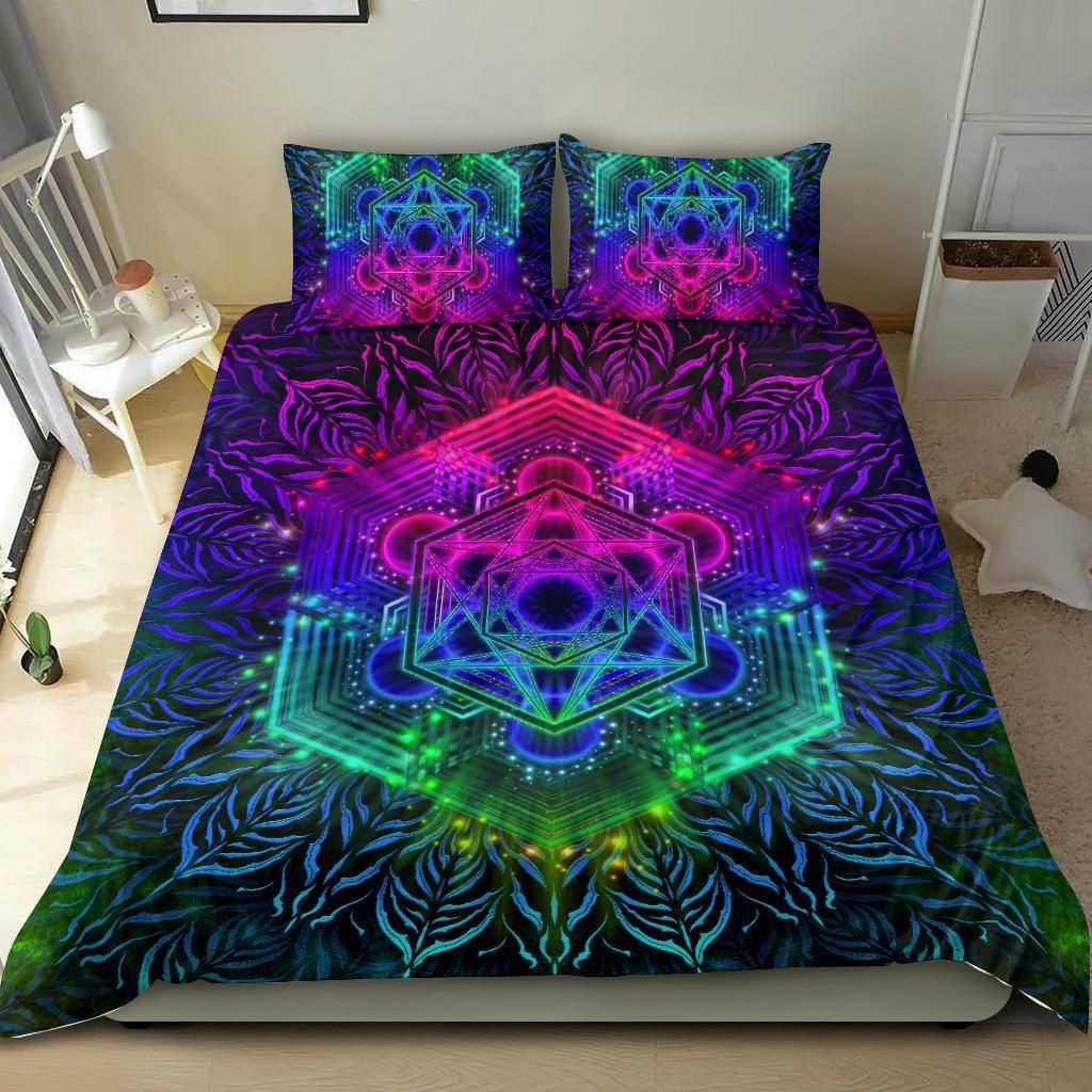 Metatronic Galaxy Psychedelic Trippy Art Duvet Cover Bedding Set