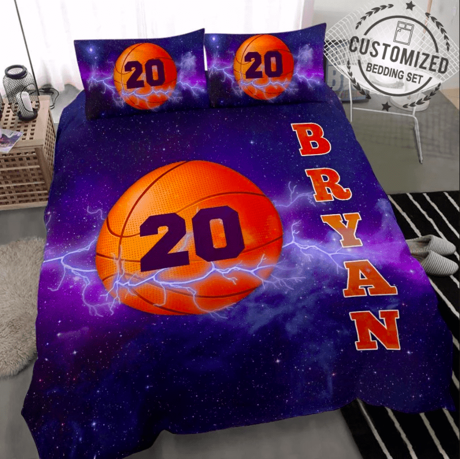 Personalized Thunder Basketball Custom Name Duvet Cover Bedding Set