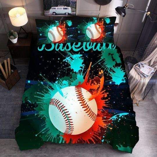 Baseball Watercolor Duvet Cover Bedding Set