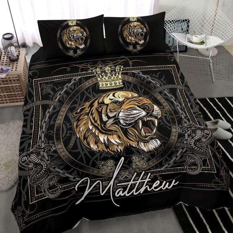 Personalized Black Tiger King Custom Duvet Cover Bedding Set With Your Name