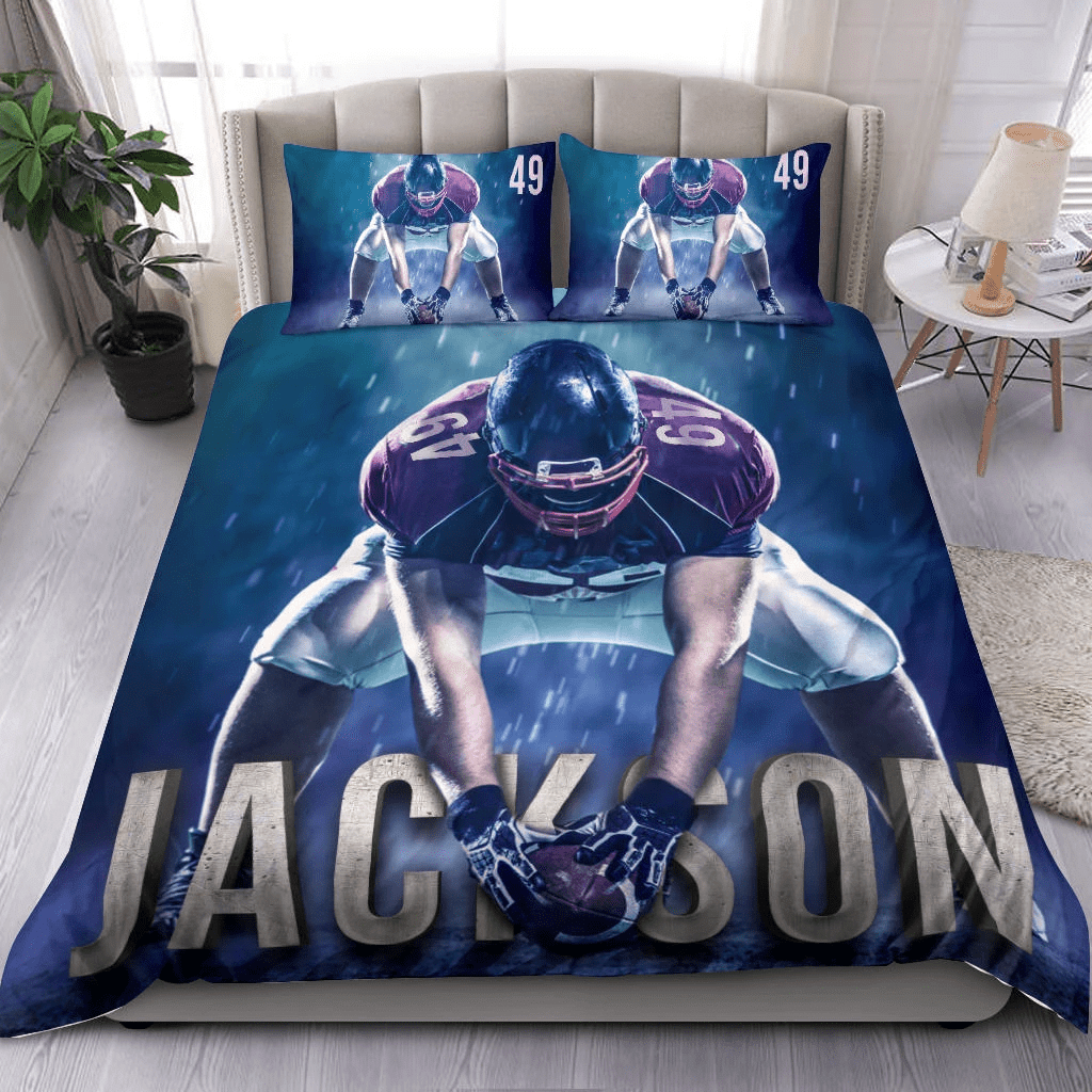 Personalized Football Player V4 Custom Duvet Cover Bedding Set With Your Name And Number