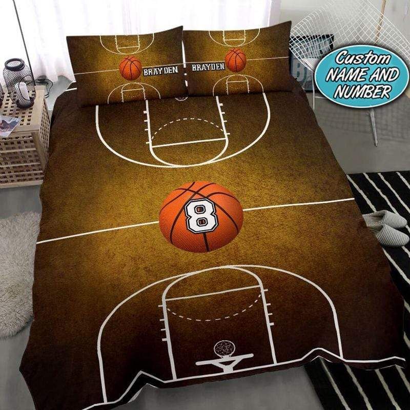 Personalized Vintage Basketball Court Custom Name Duvet Cover Bedding Set