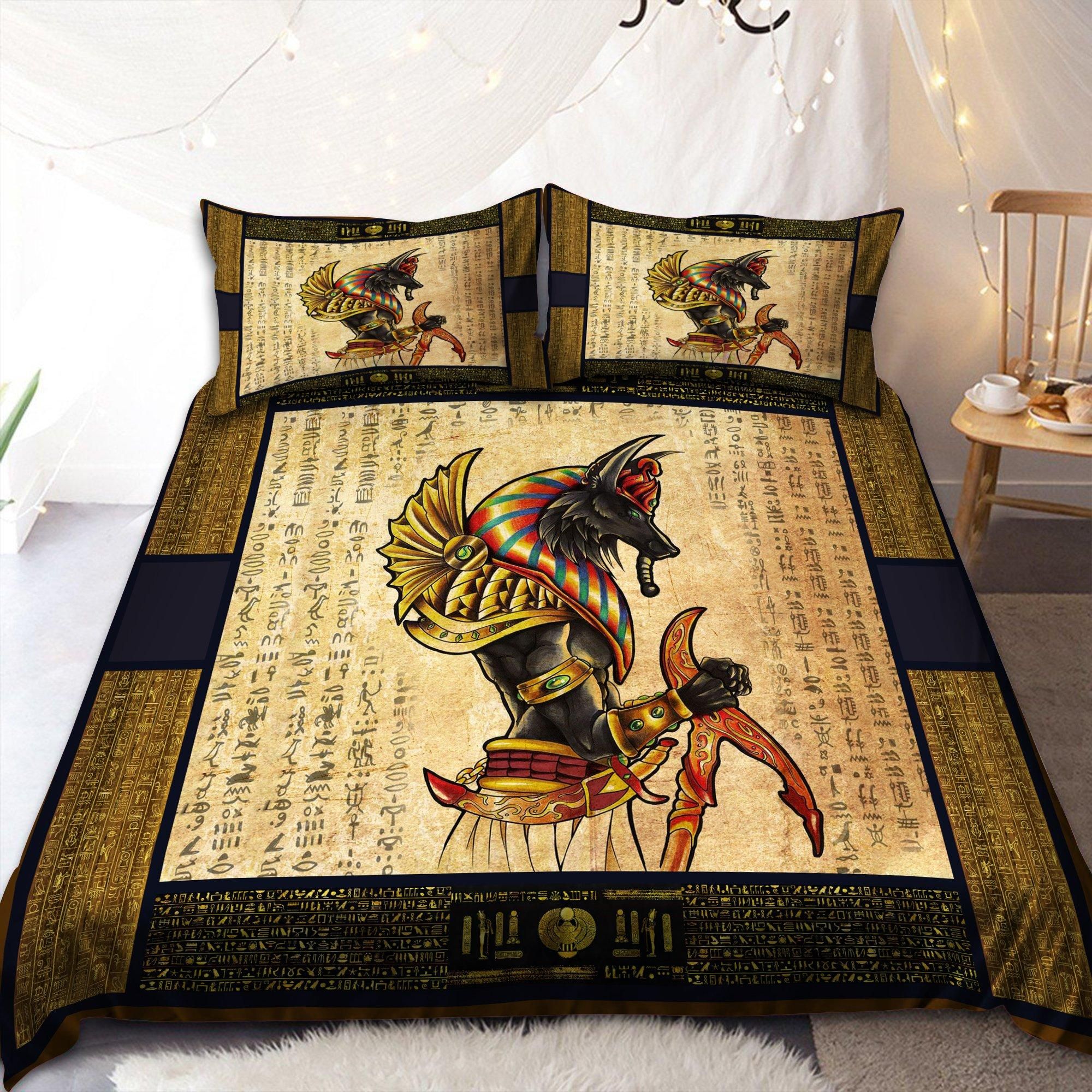 Ancient Egyptian Anubis Art Bedding Comforter Set Duvet Cover Bedding Set