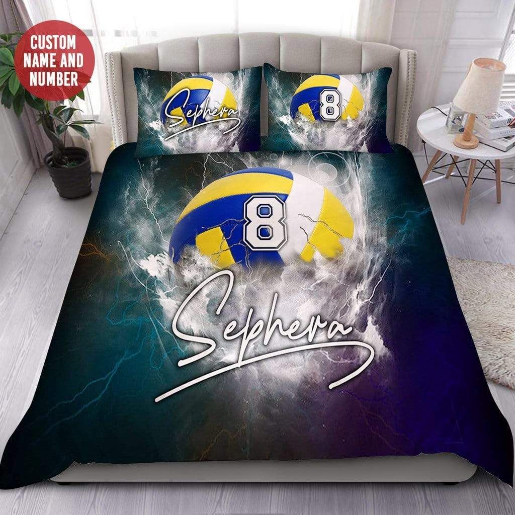 Personalized Volleyball Thunder Custom Duvet Cover Bedding Set With Your Name PANBED0056