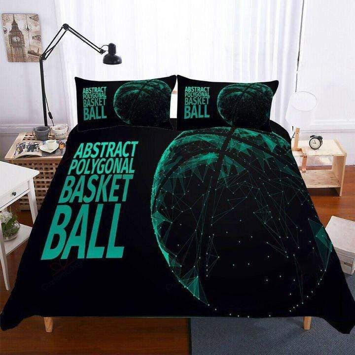 Abstract Polygonal Basketball Green Duvet Cover Bedding Set