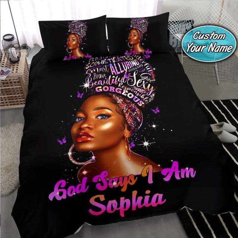 Personalized God Say I Am Black Girl Custom Name Bedding Set