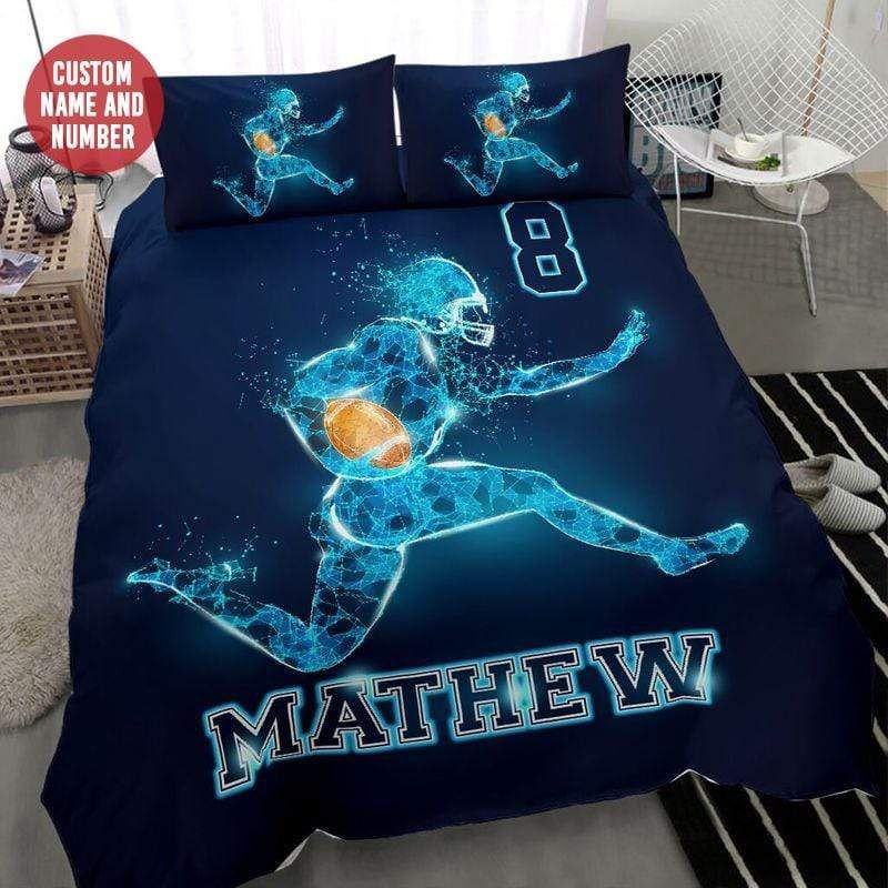 Personalized American Football Player Light Custom Duvet Cover Bedding Set With Your Name
