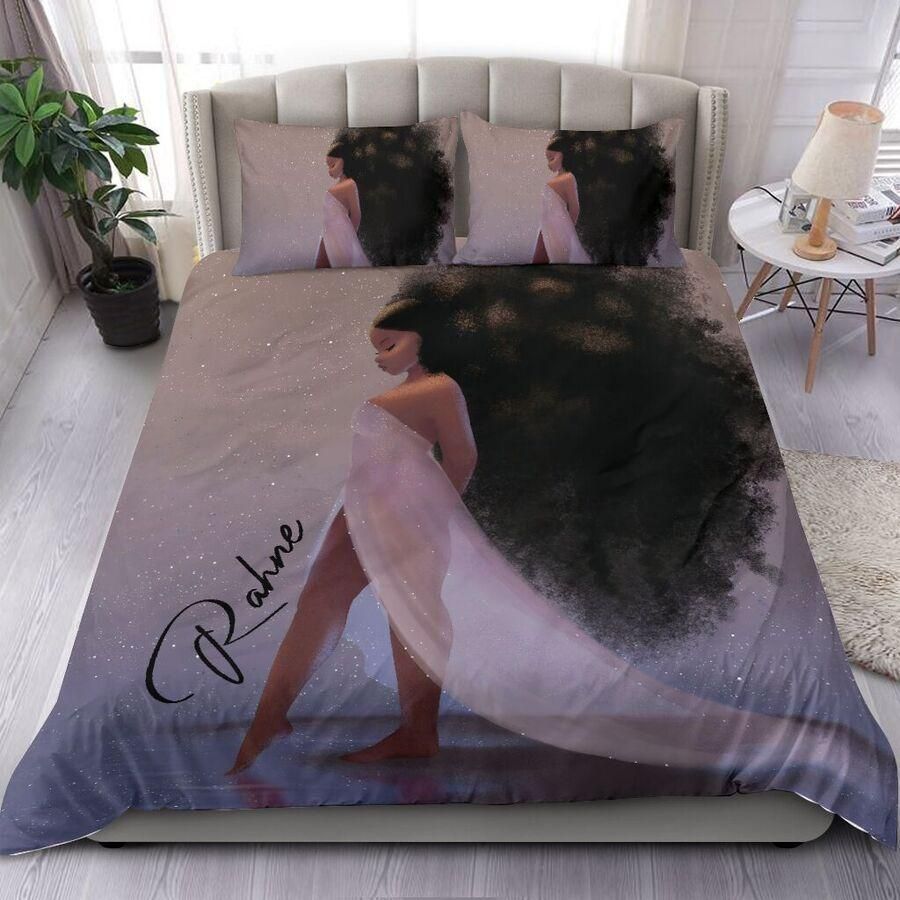 Personalized Black Sexy Girl White Dress Bedding Custom Name Comforter Set Duvet Cover Bedding Set