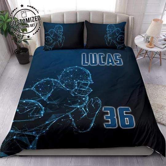 Personalized American Football Tech Light Custom Duvet Cover Bedding Set With Your Name