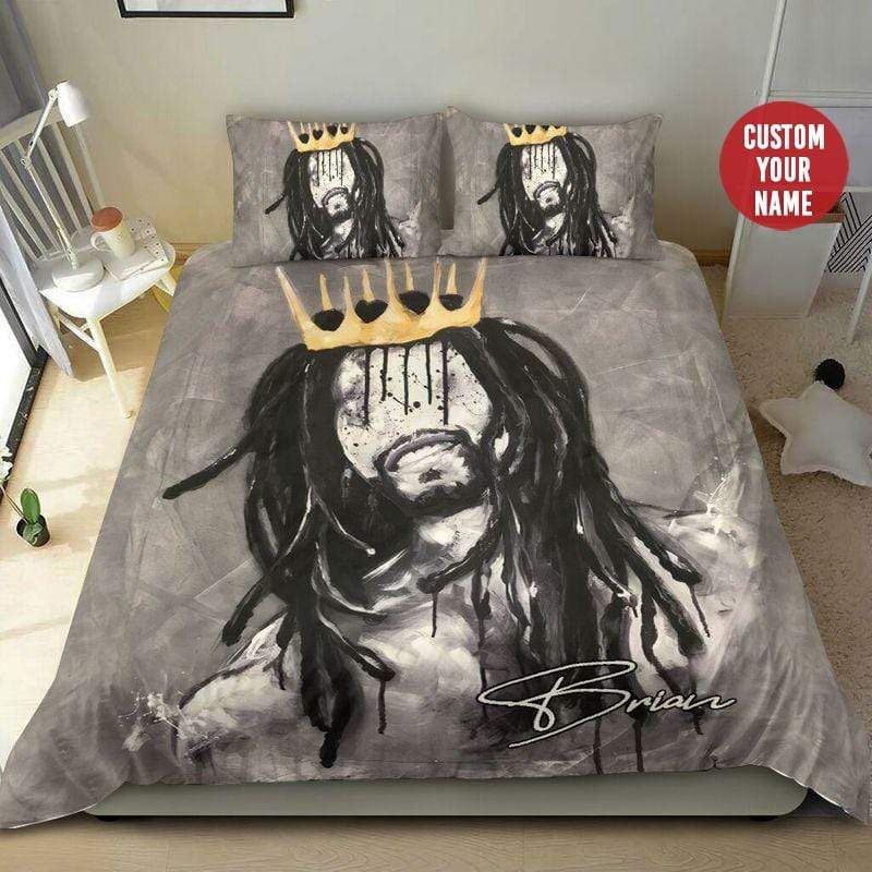 Personalized Black King Art Custom Name Duvet Cover Bedding Set