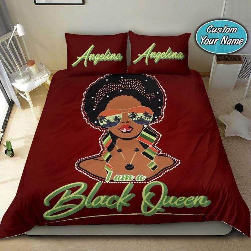 Personalized I Am A Black Queen Crown Custom Duvet Cover Bedding Set With Your Name