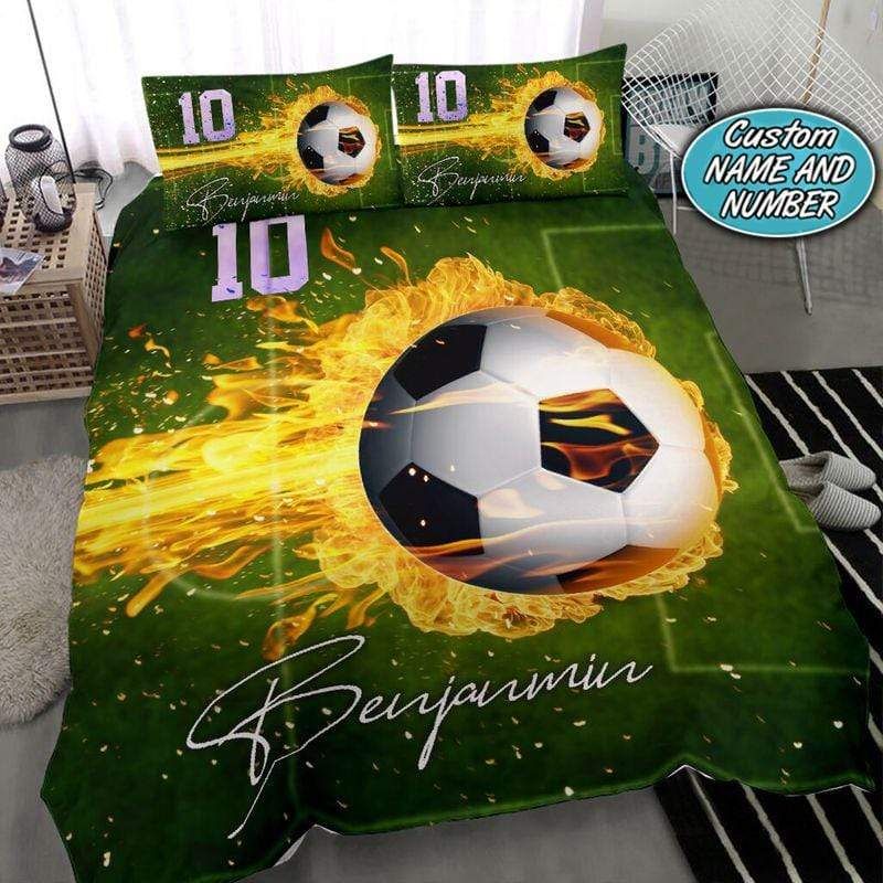 Personalized Soccer Burning On Field Duvet Cover Bedding Set With Your Name