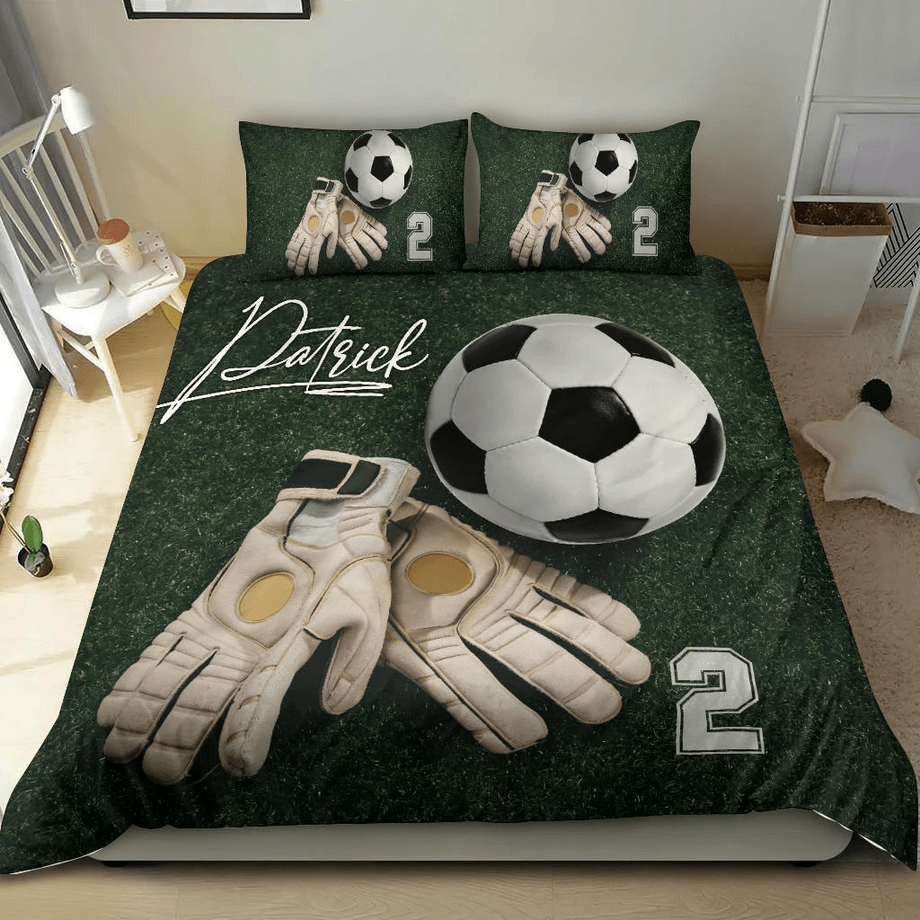 Personalized Soccer Custom Duvet Cover Bedding Set Goalkeeper With Your Name